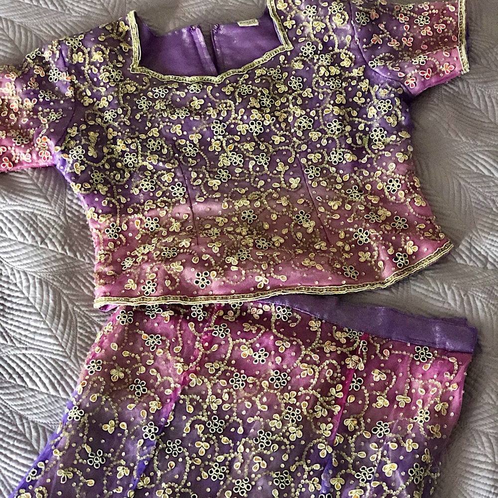 Ombré embroidered skirt and top evening/wedding set
